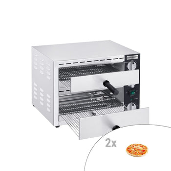Elektryczny mini piec do pizzy/flammkuchen - 2 x 33 cm - Manualny - Prime Gastro