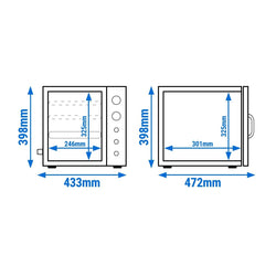 Mini piec wędzarniczy – manualny – z 2 półkami i szklanymi drzwiczkami – czarny