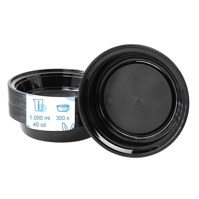 (300 Stück) Mehrwegschale - Polypropylen - 1000ml - rund - Schwarz