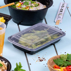 (300 Stück) Mehrwegschale - Polypropylen - 450ml - rechteckig - Schwarz