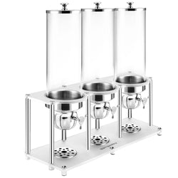 Dozownik do płatków śniadaniowych – 3 plastikowe pojemniki – 3 x 3,7 litra – srebrny