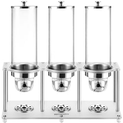 Dozownik do płatków śniadaniowych – 3 plastikowe pojemniki – 3 x 3,7 litra – srebrny