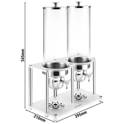 Dozownik do płatków śniadaniowych – 2 plastikowe pojemniki – 2 x 3,7 litra – srebrny
