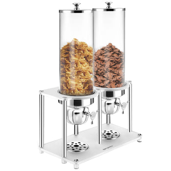 Dozownik do płatków śniadaniowych – 2 plastikowe pojemniki – 2 x 3,7 litra – srebrny - Prime Gastro