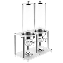 Dozownik do płatków śniadaniowych – 2 plastikowe pojemniki – 2 x 3,7 litra – srebrny