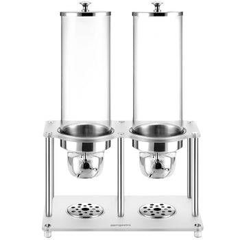 Dozownik do płatków śniadaniowych – 2 plastikowe pojemniki – 2 x 3,7 litra – srebrny - Prime Gastro