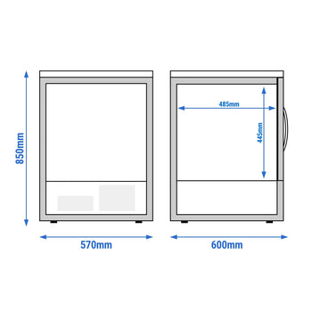 Mini zamrażarka ze stali nierdzewnej PREMIUM PLUS - 95 litrów - z 1 szklanymi drzwiami - Prime Gastro