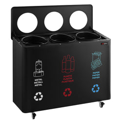 System segregacji odpadów – 3 pojemniki po 25 litrów – z 4 kółkami – czarny