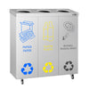 System do segregacji odpadów – stal nierdzewna – 755 x 255 x 725 mm – z 3 przegródkami po 25 L – z kółkami