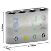 Recycling station - 4-Stream - 4 compartments of 35L each - 140L - 800(H)x1080(W)x300(D)mm - Stainless steel
