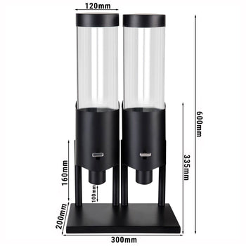 Dozownik płatków kukurydzianych - podwójny - Ø 120 mm - czarny - dozownik dźwigniowy - Prime Gastro
