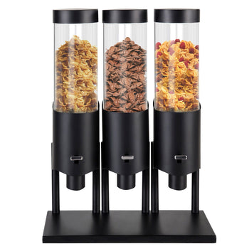 Dozownik płatków kukurydzianych - potrójny - Ø 120 mm - czarny - dozownik dźwigniowy - Prime Gastro