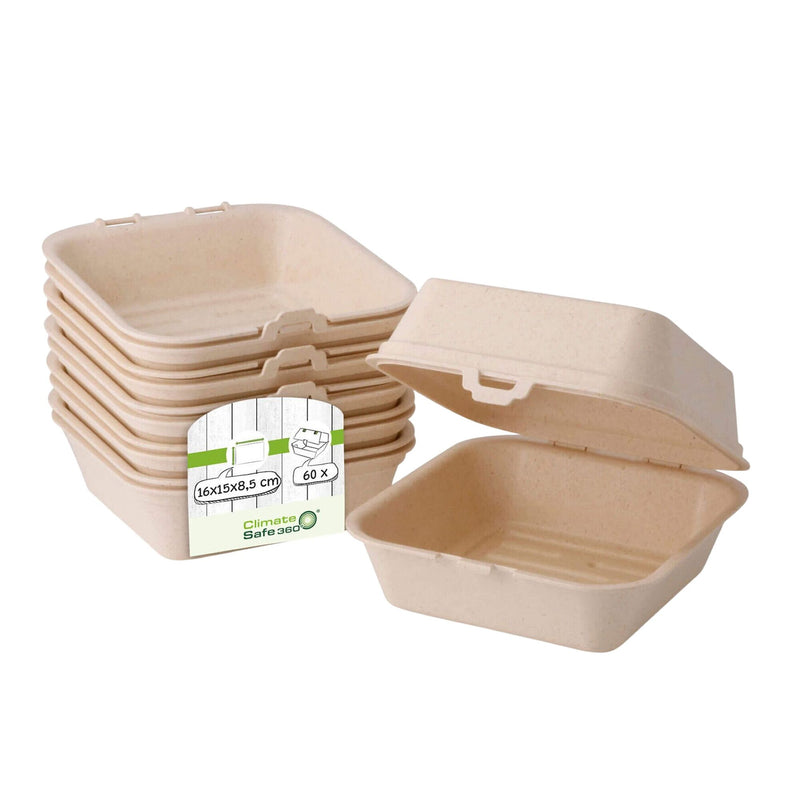 (60 sztuk) Pudełko na burgery wielokrotnego użytku – 160 x 150 x 85 mm – kremowo - białe