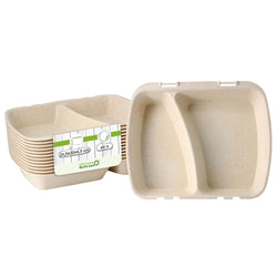 (60 sztuk) Pojemnik na posiłki wielokrotnego użytku z 2 przegrodami – 24,5 x 20 x 4,5 cm – HP4/2