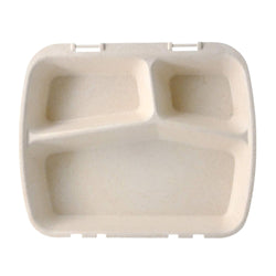 (60 sztuk) Pojemnik na posiłki wielokrotnego użytku z 3 przegrodami – 24,5 x 20 x 4,5 cm – HP4/3