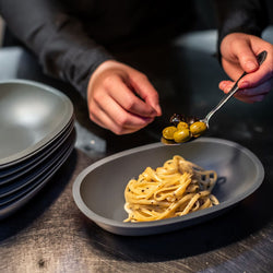 (12 sztuk) Miski wielokrotnego użytku – 500 ml – owalne – szare