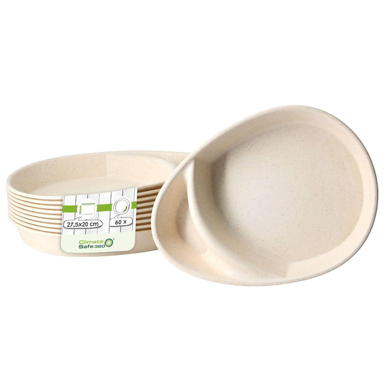 (60 sztuk) Talerz na dania wielokrotnego użytku z 2 przegrodami – 27,5 x 20 x 3,5 cm – w kształcie kropli