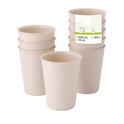 (165 sztuk) Kubki wielokrotnego użytku z żłobieniami – 400 ml – Ø 90 mm – kremowo - białe