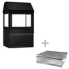 Grill węglowy TORONTO - 1110mm - front czarny - czarny blat z granitu - szyba ochronna przed ciepłem - Czarny - ruszt: 800x730mm - 2 ruszty