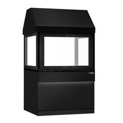 Grill węglowy TORONTO - 1110mm - front czarny - czarny blat z granitu - szyba ochronna przed ciepłem - Czarny - ruszt: 800x730mm - 2 ruszty