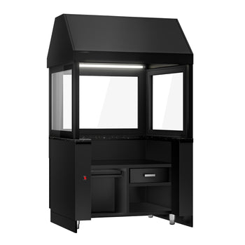 Grill na węgiel drzewny TORONTO - 1100 mm - czarny panel przedni - blat roboczy kuchenny z czarnego granitu - szyba żaroodporna - Prime Gastro