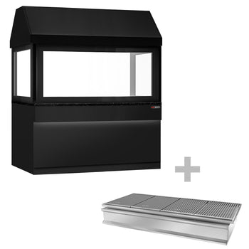 Grill na węgiel drzewny TORONTO - 1900 mm - czarny panel przedni - blat roboczy kuchenny z czarnego granitu - szyba żaroodporna - Prime Gastro