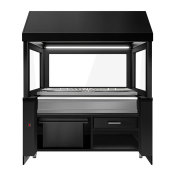 Grill na węgiel drzewny TORONTO - 1900 mm - czarny panel przedni - blat roboczy kuchenny z czarnego granitu - szyba żaroodporna - Prime Gastro