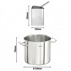 Garnek do makaronu - Ø 240 mm - włącznie z 3 sitami