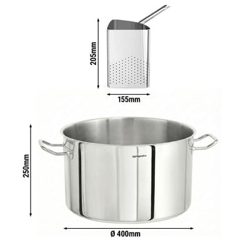 Garnek do makaronu - Ø 400 mm - włącznie z 4 sitami