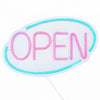 Neon LED – OPEN – z regulacją jasności – niebieski – różowy