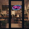Neon LED – OPEN – z regulacją jasności – niebieski – różowy