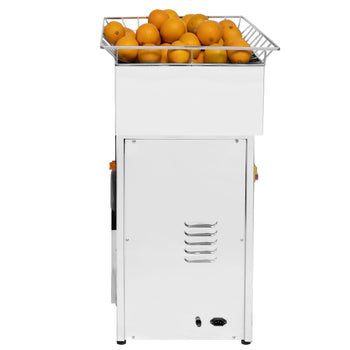 Elektryczna wyciskarka do pomarańczy - z automatycznym podawaniem owoców i kranikiem spustowym - srebrna - Prime Gastro