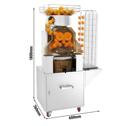 Elektryczna wyciskarka do pomarańczy - z automatycznym podawaniem owoców i kranikiem spustowym - srebrna