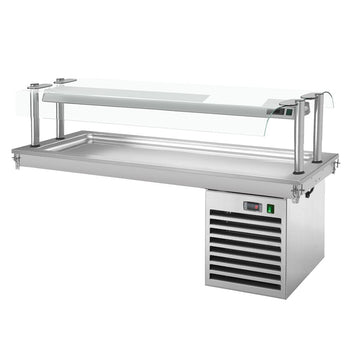 Płyta chłodnicza do zabudowy – 1800 mm – 5x GN 1/1 – 700 W – od +2 do +8 °C – z dwustronną szklaną osłoną przeciwkaszlową