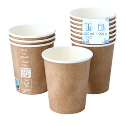 (1000 sztuk) Kubki papierowe – 200 ml – średnica 80 mm – brązowe – białe wewnątrz