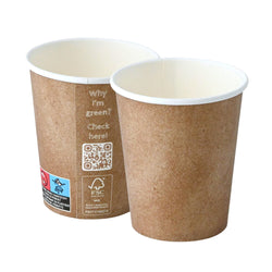 (1000 sztuk) Kubki papierowe – 200 ml – średnica 80 mm – brązowe – białe wewnątrz