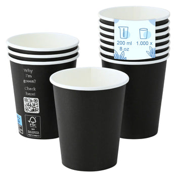 (1000 sztuk) Kubki papierowe – 200 ml – średnica 80 mm – czarne