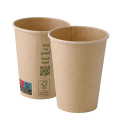 (1000 Stück) Pappbecher - 300ml - 12 oz - Ø 90mm - Braun