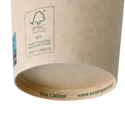 (1000 Stück) Pappbecher - 300ml - 12 oz - Ø 90mm - Braun