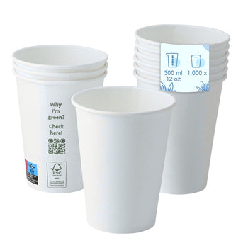 (1000 sztuk) Kubki papierowe – 300 ml – średnica 90 mm – białe