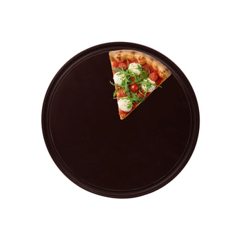 Talerz do pizzy z polietylenu – średnica 220 mm – z rowkiem – brązowy