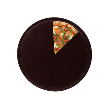 Talerz do pizzy z polietylenu – średnica 240 mm – z rowkiem – brązowy