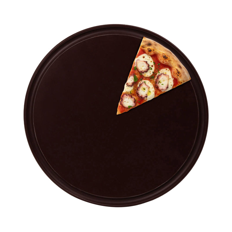 (12 szt.) Talerz do pizzy – polietylen – Ø 320 mm – z rowkiem na sok – brązowy, zdjęcie 1 z 6