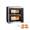 Piec do pizzy mini – elektryczny – dwukomorowy – czarny – 4+4x 20 cm – 3 kW – 230 V – do 350 °C – manualny