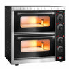 Piec do pizzy mini – elektryczny – dwukomorowy – czarny – 4+4x 20 cm – 3 kW – 230 V – do 350 °C – manualny