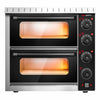 Piec do pizzy mini – elektryczny – dwukomorowy – czarny – 4+4x 20 cm – 3 kW – 230 V – do 350 °C – manualny