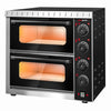 Piec do pizzy mini – elektryczny – dwukomorowy – czarny – 4+4x 20 cm – 3 kW – 230 V – do 350 °C – manualny