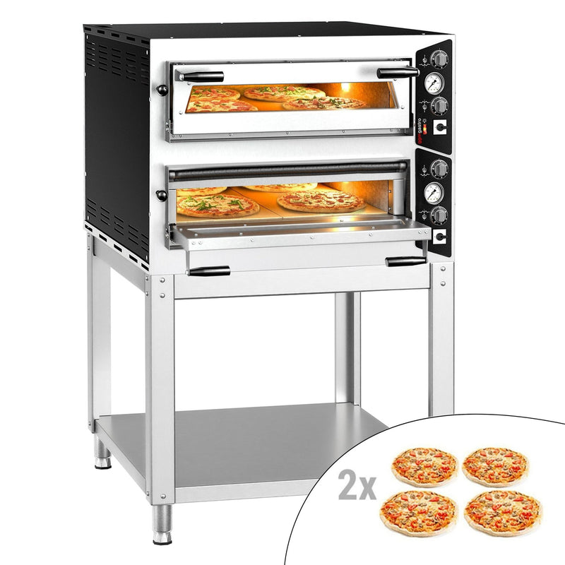 Elektryczny piec do pizzy – 4+4 x 35 cm – manualna obsługa – wraz z podstawą