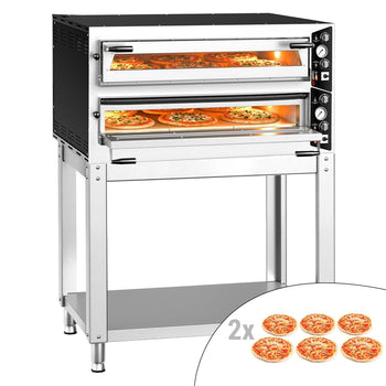 Elektryczny piec do pizzy – 6+6 x 35 cm (szerokość) – manualna obsługa – wraz z podstawą