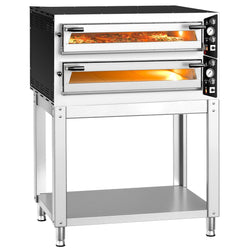 Elektryczny piec do pizzy – 6+6 x 35 cm (szerokość) – manualna obsługa – wraz z podstawą